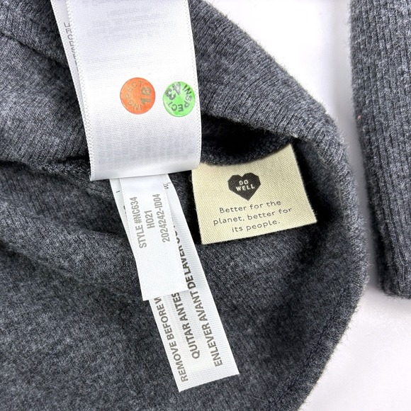 NWT Madewell Plush Square Neck Smocked Shirt Womens Sz M Charcoal Gray Peasant - Picture 10 of 14